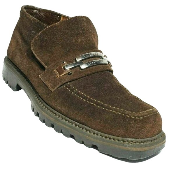 Versace Italy Classic V2 Dress Shoes Brown Suede Bit Loafers Ankle Boots Men's 9 - Picture 9 of 13